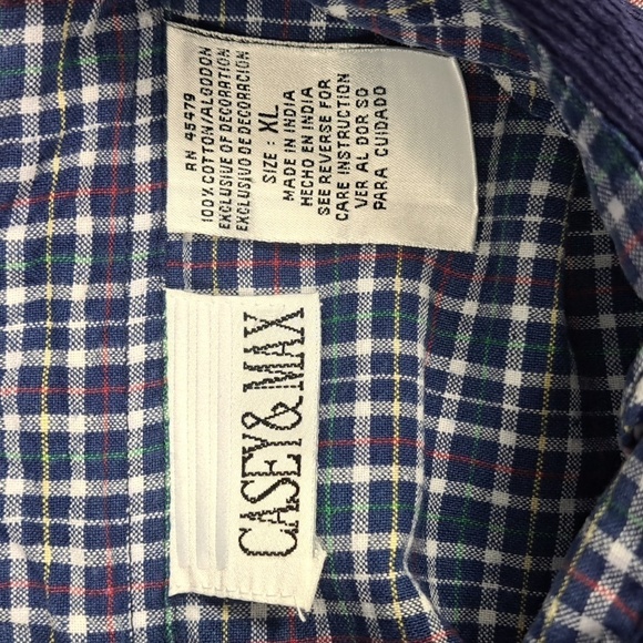 Vintage embroidered sleeping cat courdey collar plaid Xl button-up long-sleeved - Picture 6 of 6